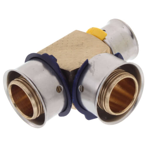 Main product image of 3/4" x 1/2" x 3/4" PEX Press Reducing Tee w/ Attached Sleeve (Zero Lead Bronze)