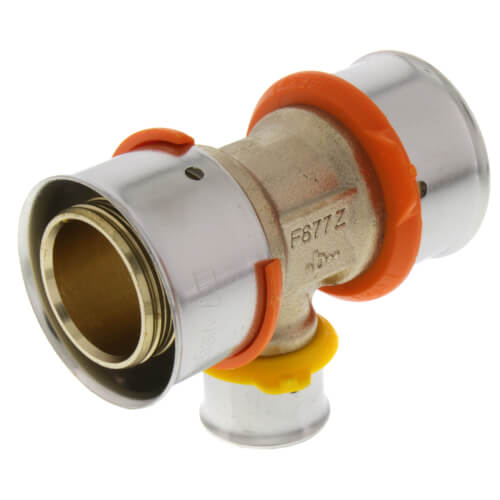 Main product image of 1" x 1" x 1/2" PEX Press Reducing Tee w/ Attached Sleeve (Zero Lead Bronze)