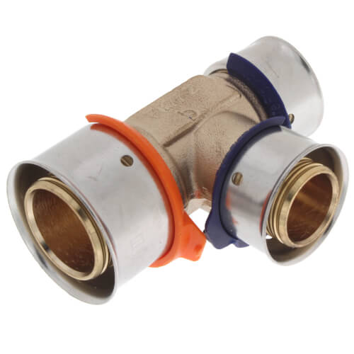 Main product image of 1" x 3/4" x 3/4" PEX Press Reducing Tee w/ Attached Sleeve (Zero Lead Bronze)