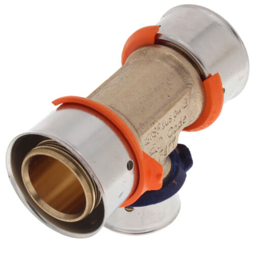 Main product image of 1" x 1" x 3/4" PEX Press Reducing Tee w/ Attached Sleeve (Zero Lead Bronze)