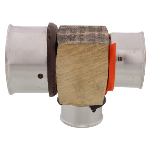 Main product image of 1-1/4" x 1" x 3/4" PEX Press Reducing Tee w/ Attached Sleeve (Zero Lead Bronze)