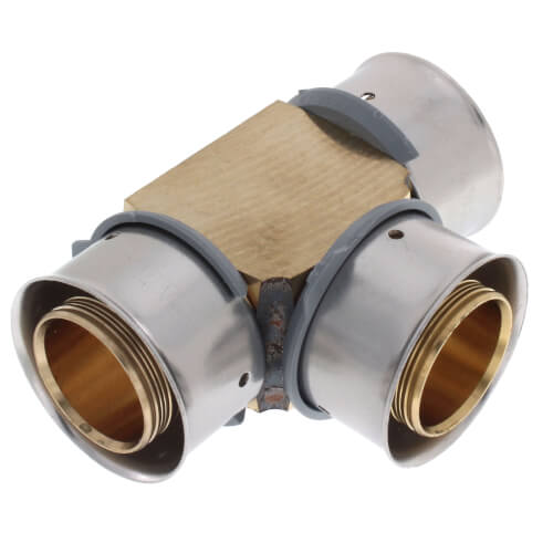 Main product image of 1-1/2" PEX Press Tee w/ Attached Sleeve (Zero Lead Bronze)