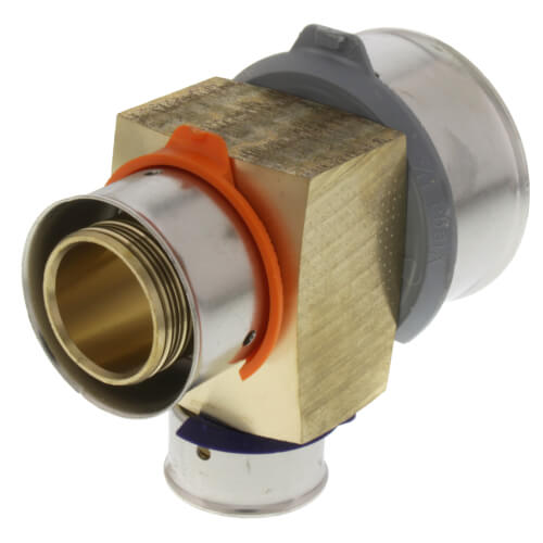 Main product image of 1-1/2" x 1" x 3/4" PEX Press Reducing Tee w/ Attached Sleeve (Zero Lead Bronze)