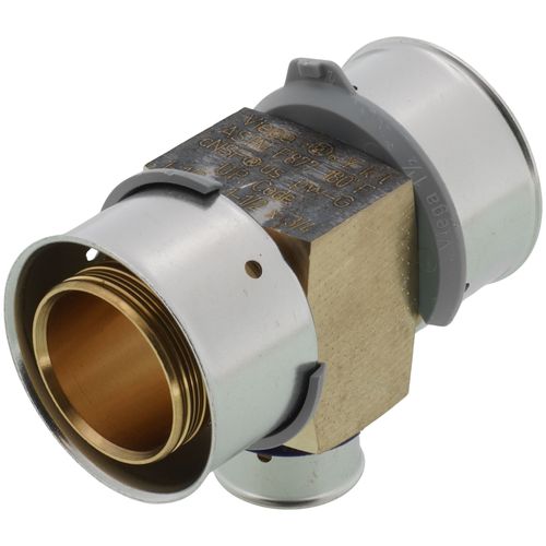 Main product image of 1-1/2" x 1-1/2" x 3/4" PEX Press Reducing Tee w/ Attached Sleeve (Zero Lead Bronze)