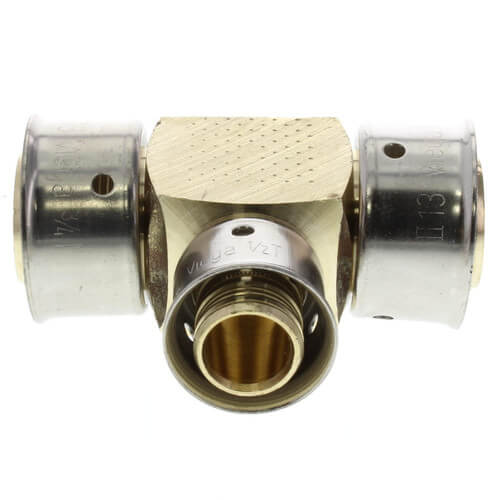 Main product image of Zero Lead Bronze 1-1/2" x 1-1/2" x 1-1/4" PEX Press Reducing Tee w/ Attached Sleeve
