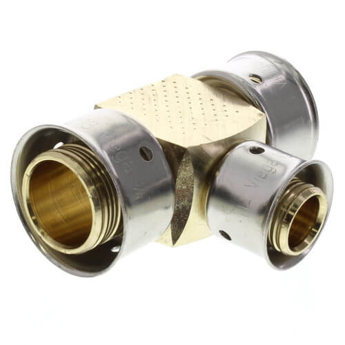 Main product image of Zero Lead Bronze 1-1/2" x 1-1/2" x 1-1/4" PEX Press Reducing Tee w/ Attached Sleeve