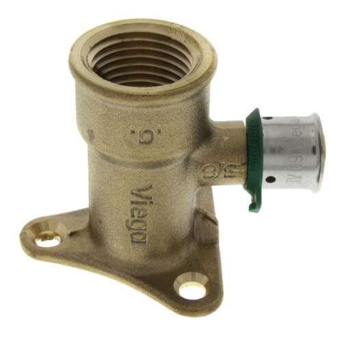 Main product image of 3/8" PEX Press x 1/2" Female Drop Ear Elbow w/ Attached Sleeve (Zero Lead Bronze)