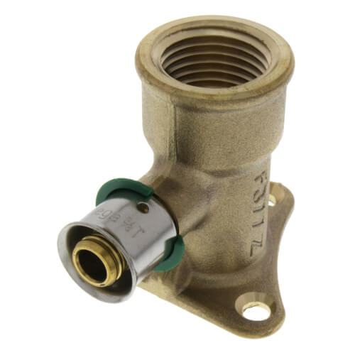 Main product image of 3/8" PEX Press x 1/2" Female Drop Ear Elbow w/ Attached Sleeve (Zero Lead Bronze)