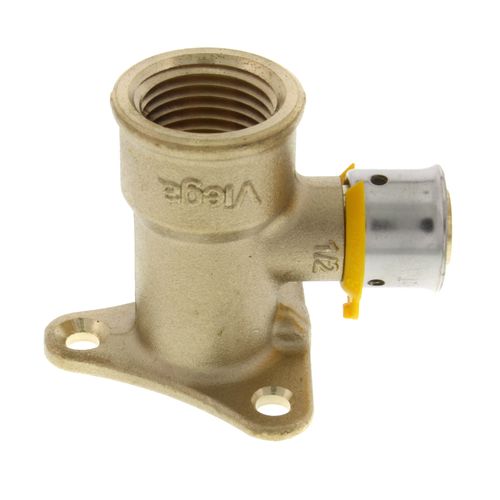 1/2" PEX Press x 1/2" Female Drop Ear Elbow w/ Attached Sleeve (Zero Lead Bronze)