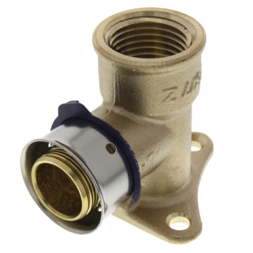 Main product image of 3/4" PEX Press x 1/2" Female Drop Ear Elbow w/ Attached Sleeve (Zero Lead Bronze)
