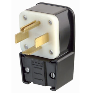 Main product image of Industrial Grade Straight Blade Angle Plug, 3P, 60A, NEMA 14-60P - Black (125/250V)