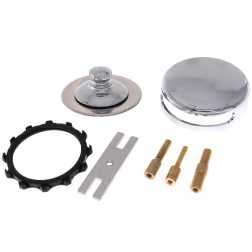 Main product image of Universal NuFit Push Pull Bathtub Stopper with Grid Strainer, Innovator Overflow Faceplate, w/ all 3 pins (Chrome Plated)