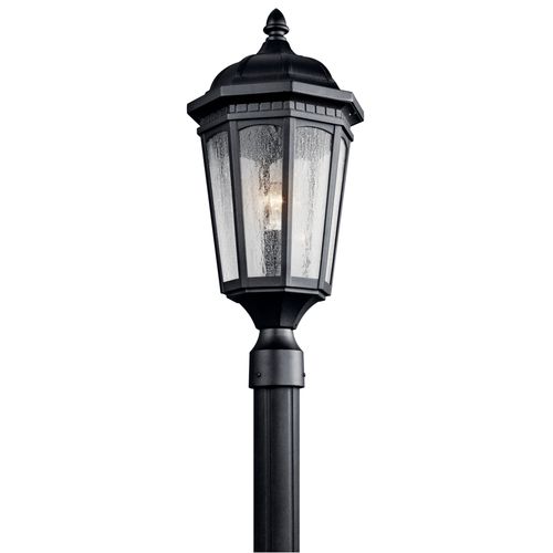 Main product image of Courtyard 23.75" 1 Light Exterior Post Light w/ Clear Seeded Glass (Textured (Black)
