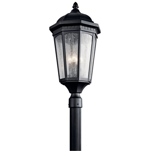 Main product image of Courtyard 27" 3 Light Exterior Post Light w/ Clear Seeded Glass (Textured (Black)