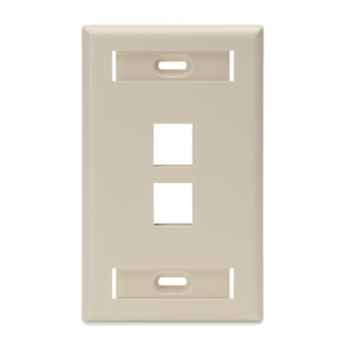 Main product image of Single-Gang Quickport, Wallplate w/ ID Windows, 2-port (Ivory)