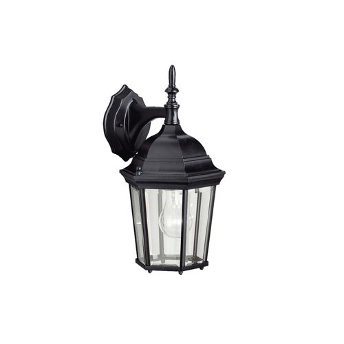 Main product image of Madison 14.75" 1 Light Outdoor Wall Light w/ Clear Beveled Glass (Black)