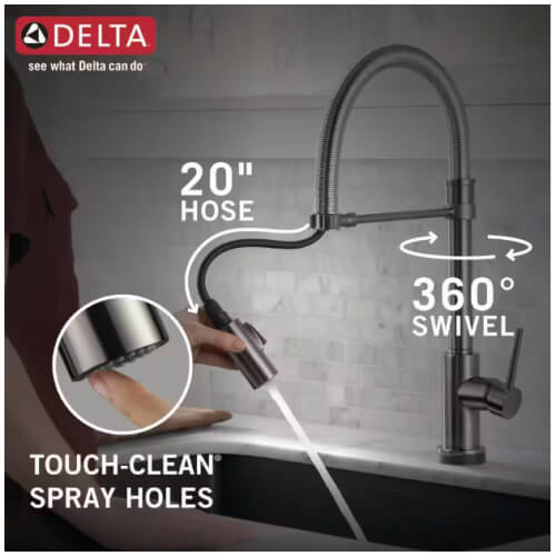 Main product image of Trinsic Single-Handle Pull-Down Spring Kitchen Faucet w/ Touch2O (Black Stainless), 9659T-KS-DST