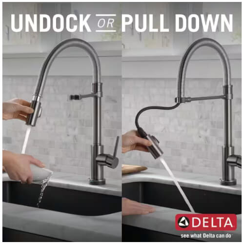 Main product image of Trinsic Single-Handle Pull-Down Spring Kitchen Faucet w/ Touch2O (Black Stainless), 9659T-KS-DST
