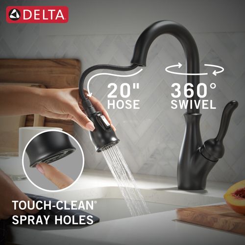 Main product image of Leland 1 Handle Pull-down Bar/Prep Faucet (Matte Black), 9678-BL-DST