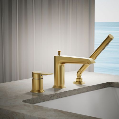 Main product image of Hint Deck Mount Tub Filler Trim w/ Handshower (Moderne Brass)