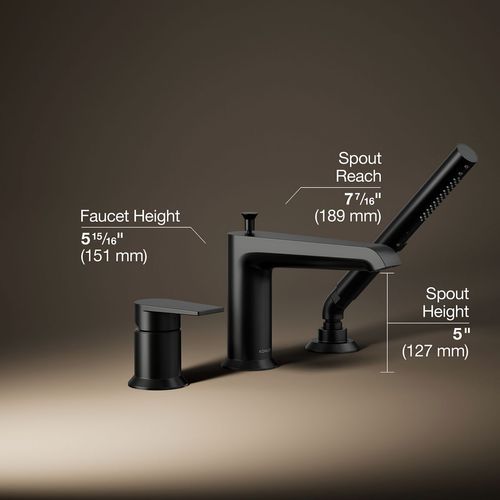 Main product image of Hint Deck Mount Tub Filler Trim w/ Handshower (Matte Black)