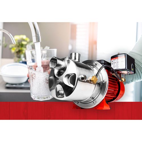 Main product image of RJS-75SS 115/230V, 3/4 HP, 12.8 GPM Stainless Steel Shallow Well Jet Pump (Red)