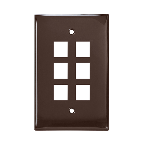 Main product image of Midsize Single-Gang Quickport, Wallplate, 6-port (Brown)