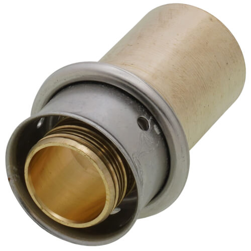 3/4" PEX Press x 3/4" Copper Fitting Adapter w/ Attached Sleeve (Lead Free Bronze)