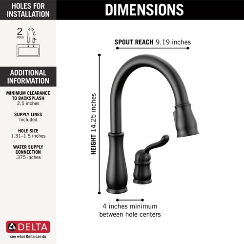 Main product image of Leland 1 Handle Pull-down Kitchen Faucet (Matte Black), 978-BL-DST