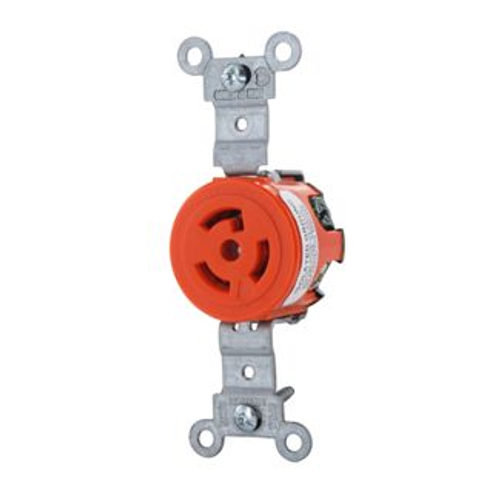 Main product image of 15A, 277V NEMA L7-15R, 2P, 3W, Single Locking Receptacle, Isolated Ground (Orange)