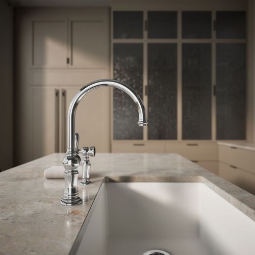 Main product image of Artifacts 1-Handle Swing Spout Kitchen Faucet with Spray (Polished Chrome), K-99262-CP