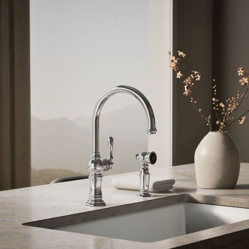 Main product image of Artifacts 1-Handle Swing Spout Kitchen Faucet with Spray (Polished Chrome), K-99262-CP