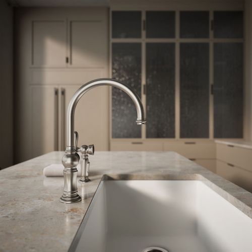 Main product image of Artifacts 1-Handle Swing Spout Kitchen Faucet with Spray (Stainless Steel), K-99262-VS