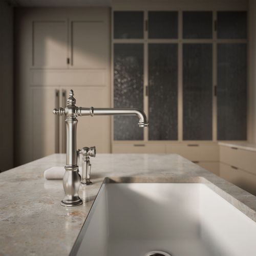 Main product image of Artifacts Victorian 1-Handle Kitchen Faucet with Spray (Stainless Steel), K-99265-VS