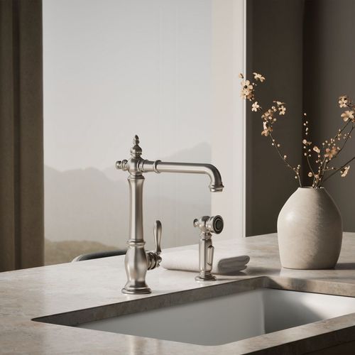 Main product image of Artifacts Victorian 1-Handle Kitchen Faucet with Spray (Stainless Steel), K-99265-VS