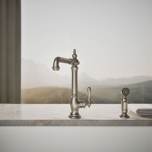 Main product image of Artifacts Victorian 1-Handle Kitchen Faucet with Spray (Stainless Steel), K-99265-VS