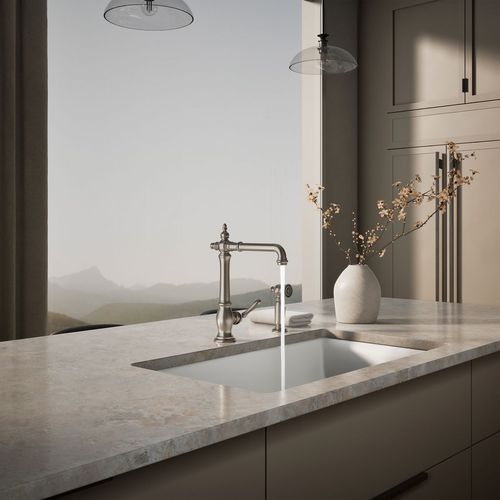 Main product image of Artifacts Victorian 1-Handle Kitchen Faucet with Spray (Stainless Steel), K-99265-VS