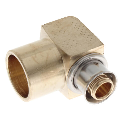 Main product image of 1/2" PEX Press x 3/4" Female Copper Sweat 90° Elbow w/ Attached Sleeve (Zero Lead Bronze)