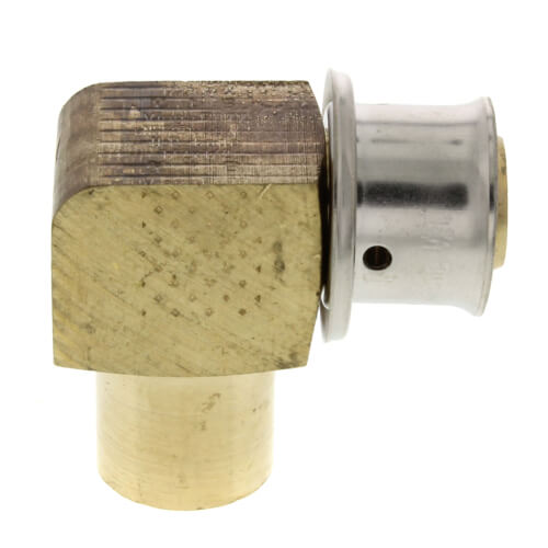 1/2" PEX Press x 1/2" Copper Fitting 90° Elbow w/ Attached Sleeve (Zero Lead Bronze)