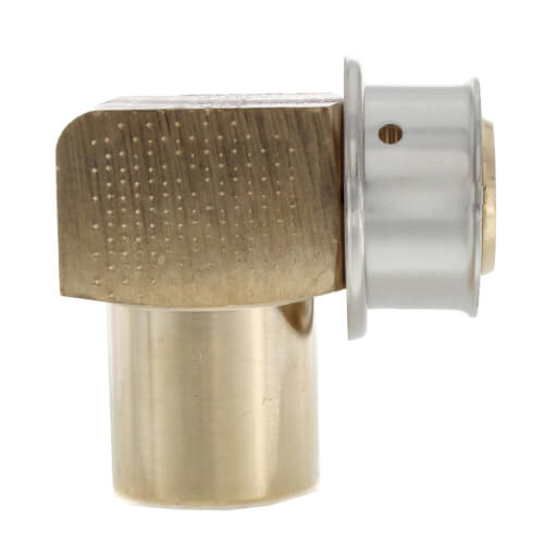 Main product image of 3/4" PEX Press x 1/2" Female Sweat or 3/4" Copper Fitting 90° Elbow w/ Attached Sleeve (Zero Lead Bronze)