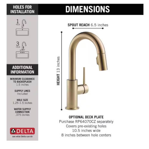 9959CZDST Delta 9959CZDST Trinsic Single Handle PullDown Bar