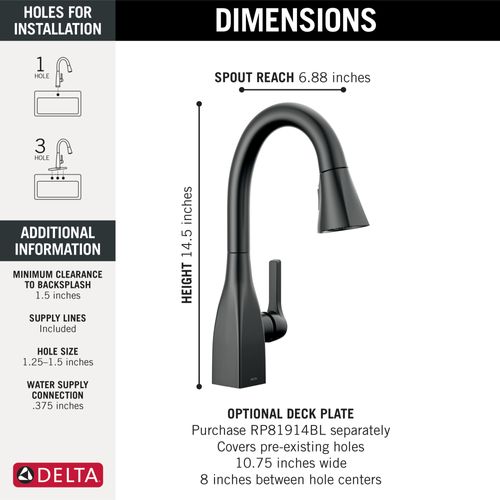 Main product image of Mateo 1 Handle Pull-down Bar/Prep Faucet (Matte Black)