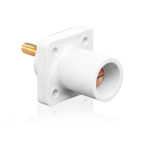 Main product image of 16 Series Male Panel Receptacle, Cam-Type, 90-Degree, Threaded Stud Length, 1.125", Taper Nose, 400A Max, Cable Range, #2 to 4/0 AWG (White)
