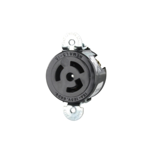 Main product image of 15A, 125V Single Short Strap Locking Receptacle, Industrial Grade