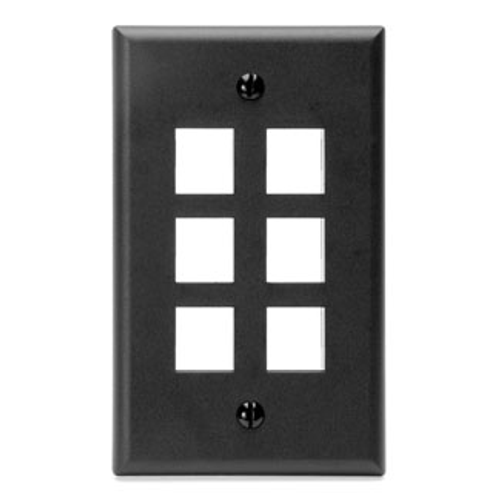 Main product image of Single-Gang Quickport, Wallplate, 6-port (Black)
