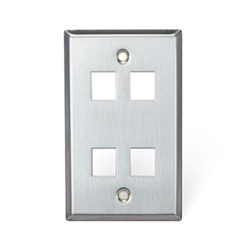 Main product image of Stainless Steel Quickport, Wallplate, Single Gang, 4-port