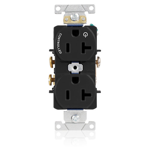 Main product image of Duplex Receptacle, Heavy-Duty Industrial, Split-Circuit, 20A 125V NEMA 5-20R, 2P 3W (Black)