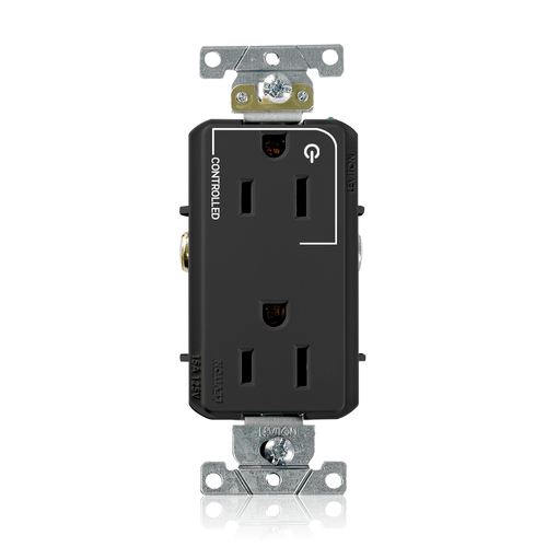 Main product image of Decora Plus Duplex Receptacle, Heavy-Duty Industrial, Split-Circuit, 15A 125V 2P 3W (Black)