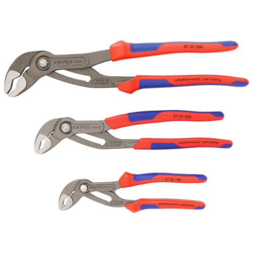 Main product image of 3 Piece Cobra High-Tech Water Pump Pliers Set w/ Comfort Grip Handle (7-1/4", 10", 12")