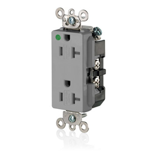 Main product image of Decora Plus Duplex Receptacle Extra Heavy-Duty Hospital, Tamper Proof 20A 125V NEMA 5-20R (Gray)